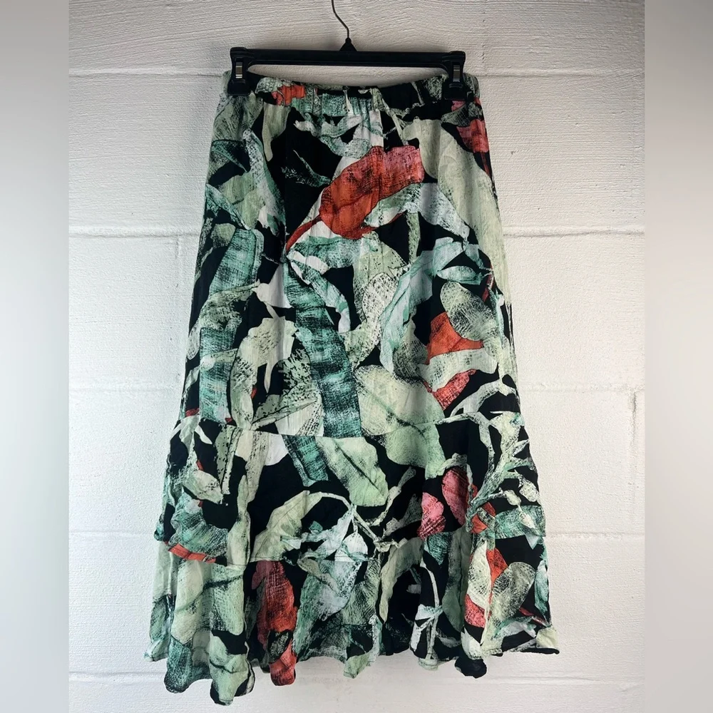 Lauren Conrad Tropical Palm Leaf Print Midi Skirt, Small